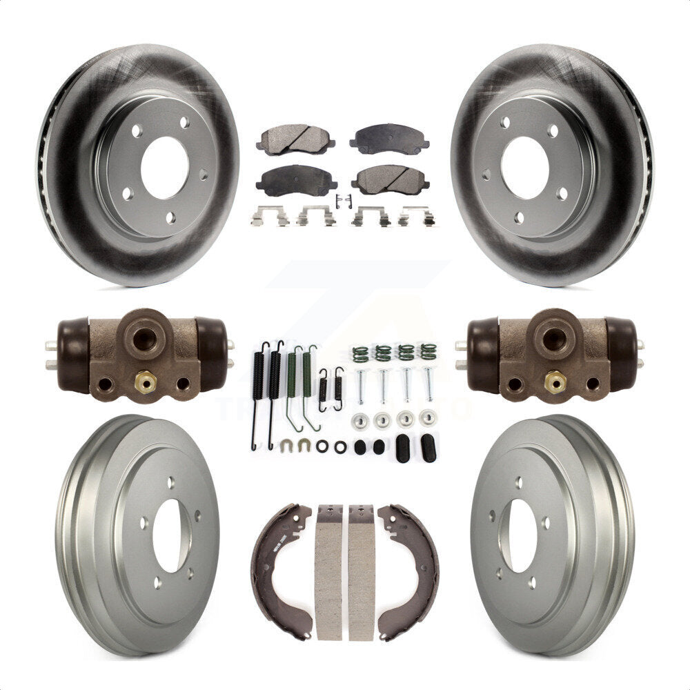 Front Rear Coated Disc Brake Rotors Semi-Metallic Pads And Drum Kit (9Pc) For Dodge Caliber KGF-101754 by Transit Auto