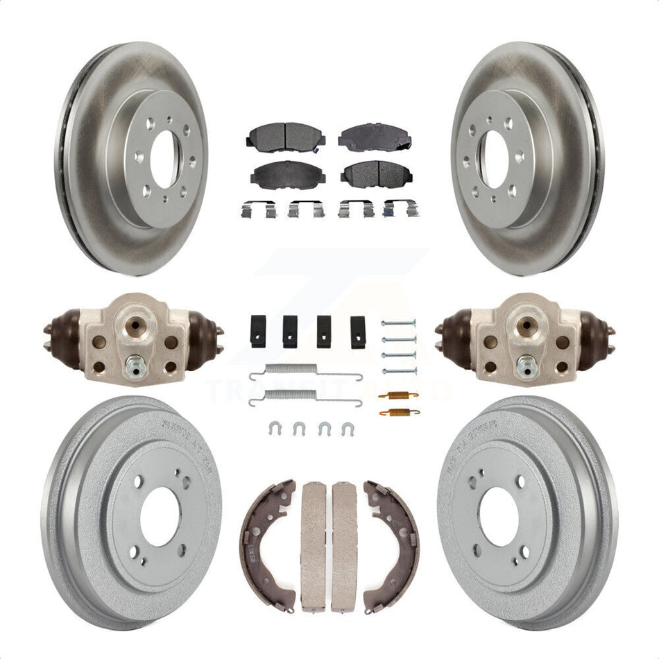 Front Rear Coated Disc Brake Rotors Semi-Metallic Pads And Drum Kit (9Pc) For Honda Insight KGF-101756 by Transit Auto