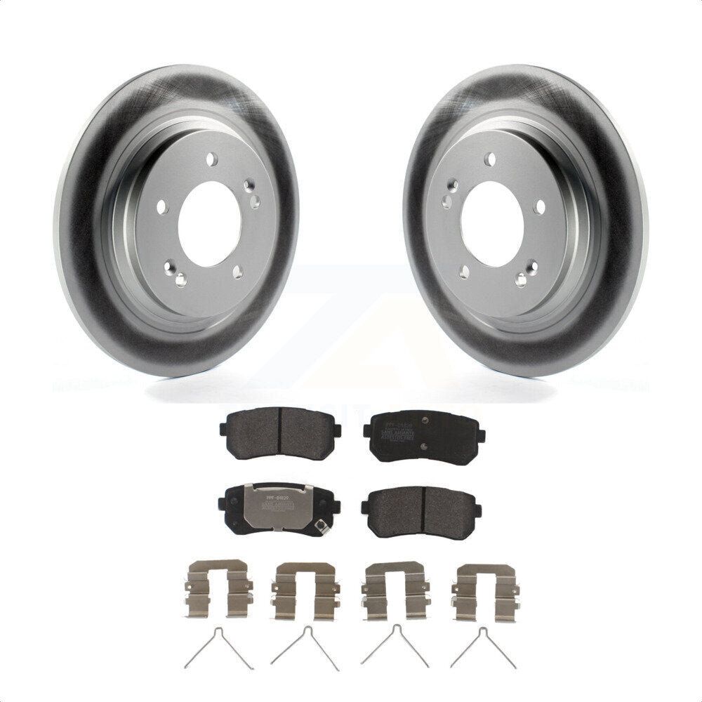 Rear Coated Disc Brake Rotors And Semi-Metallic Pads Kit For 2016 Kia Optima LX EX 1.6T With Electric Parking KGF-101779 by Transit Auto