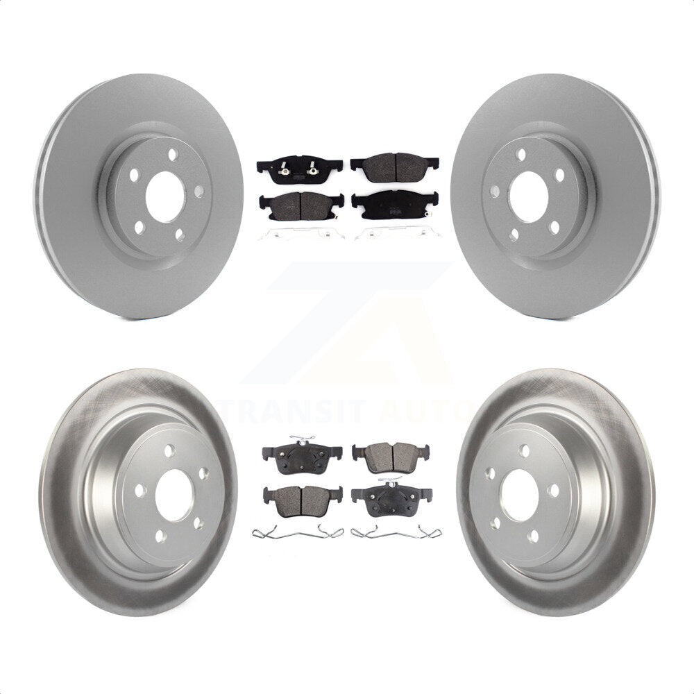 Front Rear Coated Disc Brake Rotors And Semi-Metallic Pads Kit For 2018 Lincoln Continental With 316mm Diameter Rotor KGF-101787 by Transit Auto