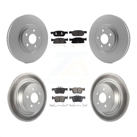 Front Rear Coated Disc Brake Rotors And Semi-Metallic Pads Kit For 2018 Lincoln Continental With 316mm Diameter Rotor KGF-101787 by Transit Auto