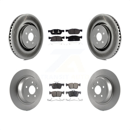 Front Rear Coated Disc Brake Rotors And Semi-Metallic Pads Kit For 2017 Lincoln Continental With 14mm Wheel Lugs KGF-101788 by Transit Auto