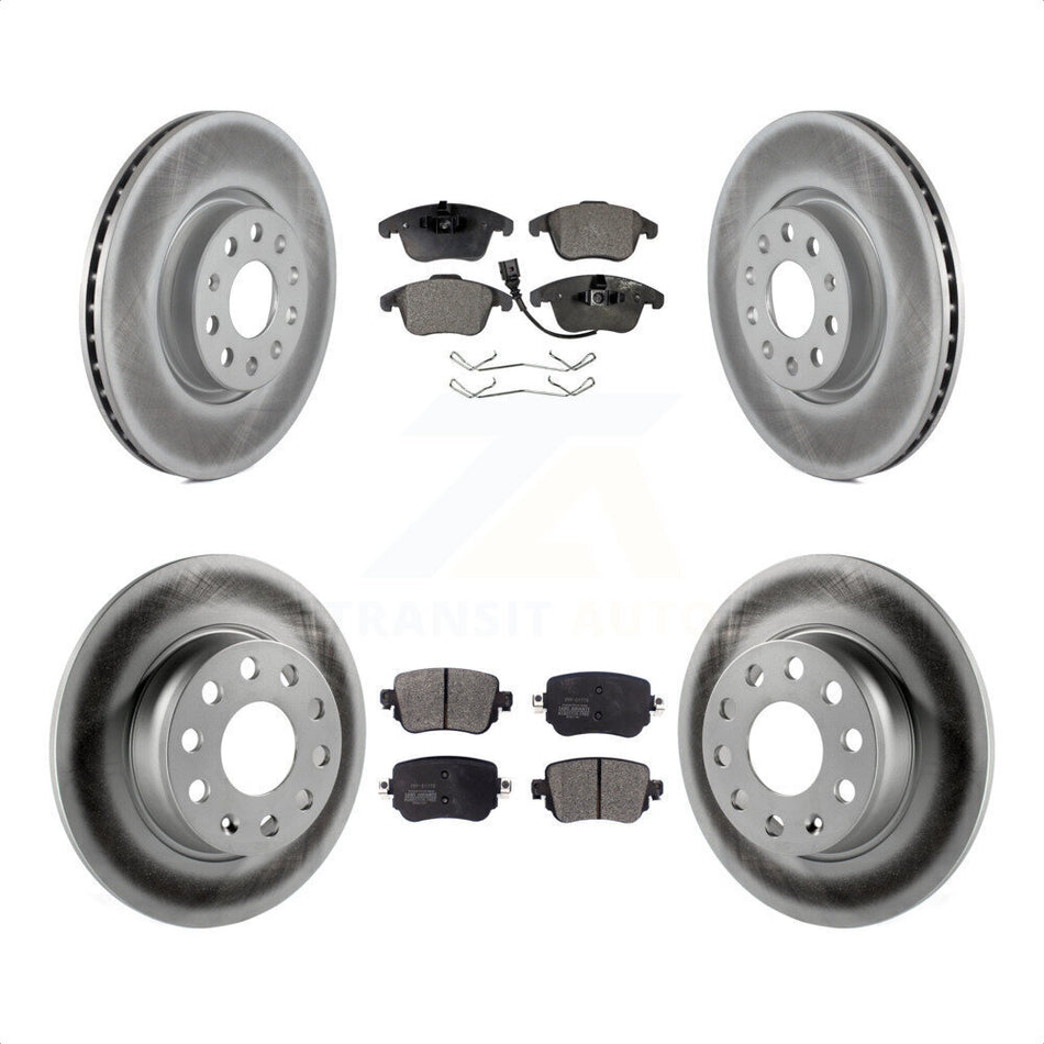 Front Rear Coated Disc Brake Rotors And Semi-Metallic Pads Kit For Volkswagen Passat KGF-101796 by Transit Auto