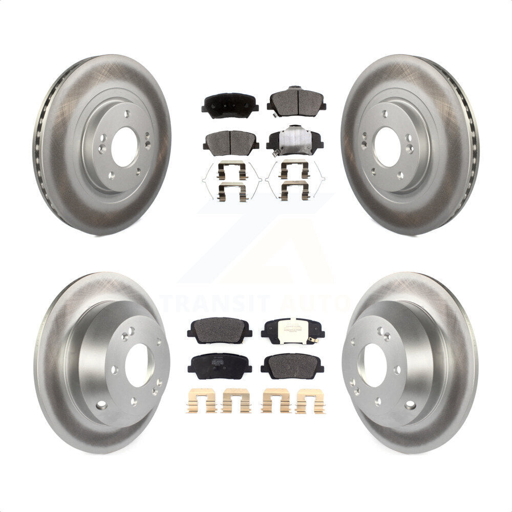 Front Rear Coated Disc Brake Rotors And Semi-Metallic Pads Kit For Kia Sorento Hyundai Santa Fe Sport KGF-101812 by Transit Auto