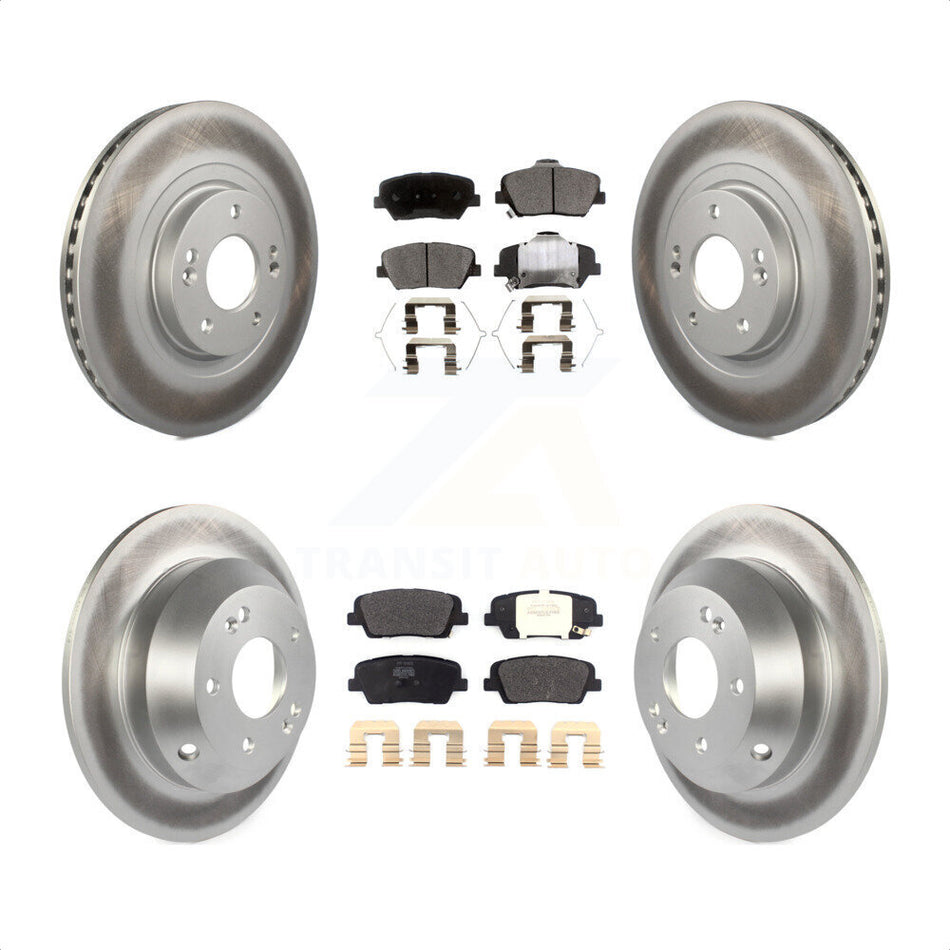 Front Rear Coated Disc Brake Rotors And Semi-Metallic Pads Kit For Kia Sorento Hyundai Santa Fe Sport KGF-101812 by Transit Auto