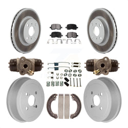Front Rear Coated Disc Brake Rotors Semi-Metallic Pads And Drum Kit (9Pc) For 2002 Toyota Corolla Non-ABS From 04 02 KGF-101821
