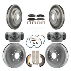 Front Rear Coated Disc Brake Rotors Semi-Metallic Pad & Drum Kit (9Pc) For 2009-2009 Chevrolet Silverado 1500 GMC Sierra Except Vehicles Using Hold Down Pins With 6400 Lb GVW KGF-101830