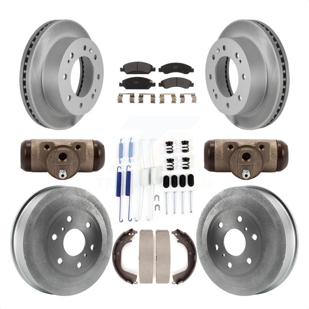 Front Rear Coated Disc Brake Rotors Semi-Metallic Pads And Drum Kit (9Pc) For 2011 Chevrolet Silverado 1500 Hybrid With 7000 Lb GVW KGF-101834 by Transit Auto