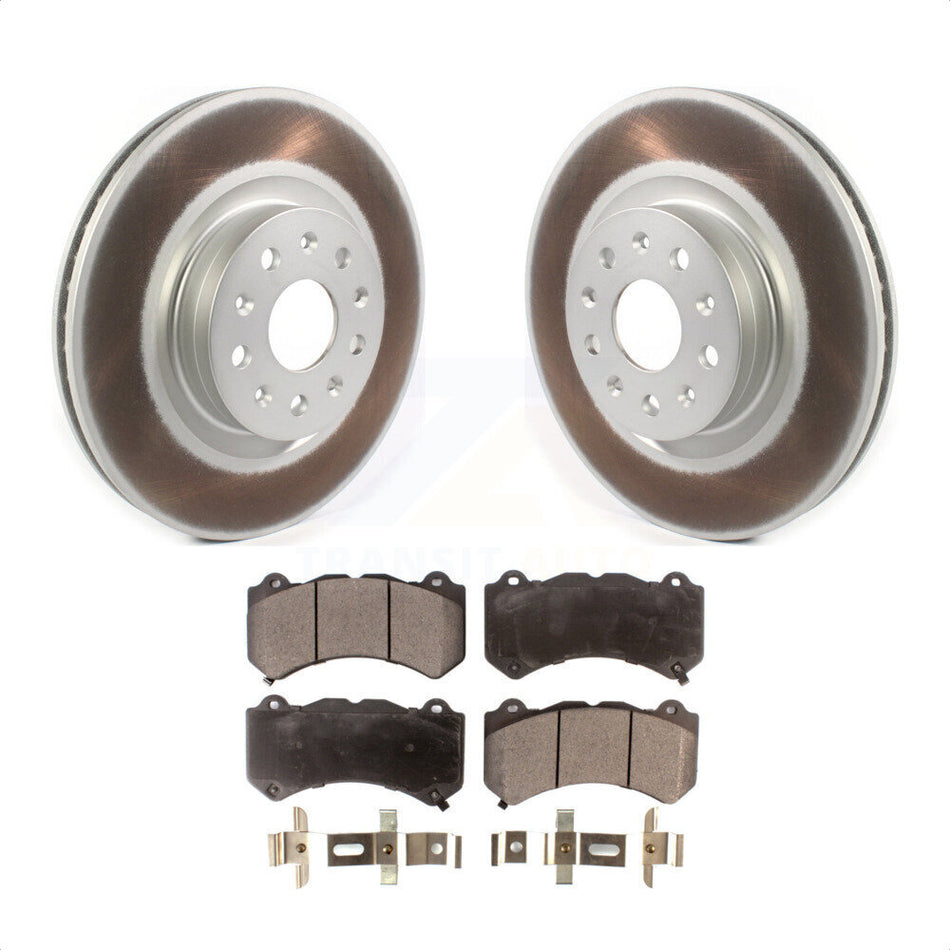 Front Coated Disc Brake Rotors And Semi-Metallic Pads Kit For 2016 Cadillac CTS Vsport Premium with RWD KGF-101878 by Transit Auto