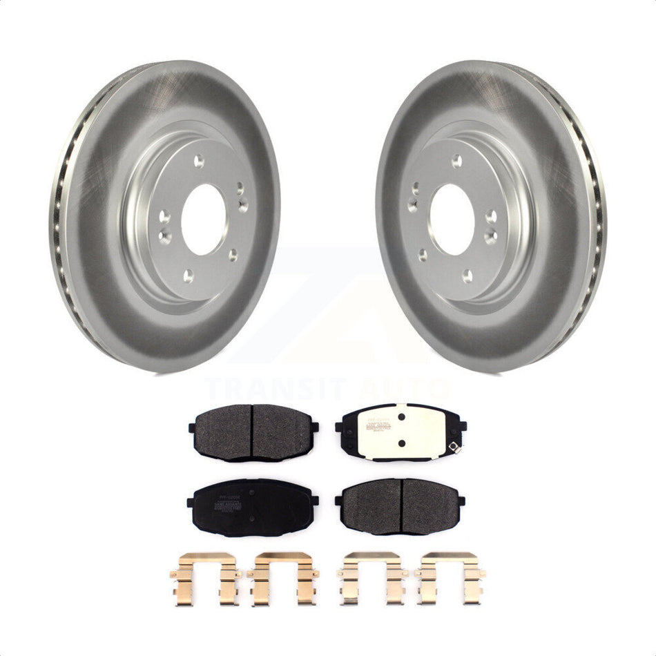 Front Coated Disc Brake Rotors And Semi-Metallic Pads Kit For Kia Forte Hyundai Kona KGF-101914 by Transit Auto