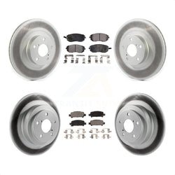 Front Rear Coated Disc Brake Rotors And Semi-Metallic Pads Kit For 2005-2006 Subaru Baja Turbocharged With 292mm Diameter Rotor KGF-101974