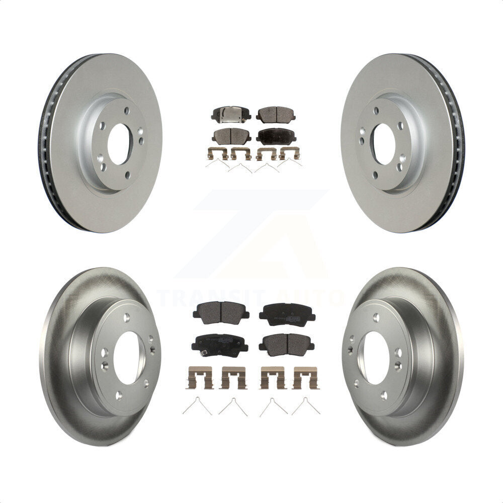 Front Rear Coated Disc Brake Rotors And Semi-Metallic Pads Kit For Hyundai Veloster KGF-101978 by Transit Auto