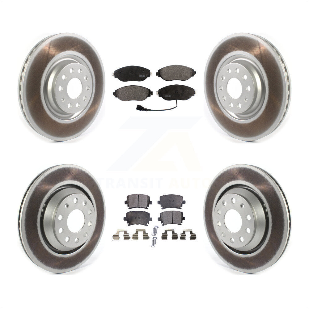 Front Rear Coated Disc Brake Rotors And Semi-Metallic Pads Kit For Volkswagen CC AWD KGF-101992 by Transit Auto