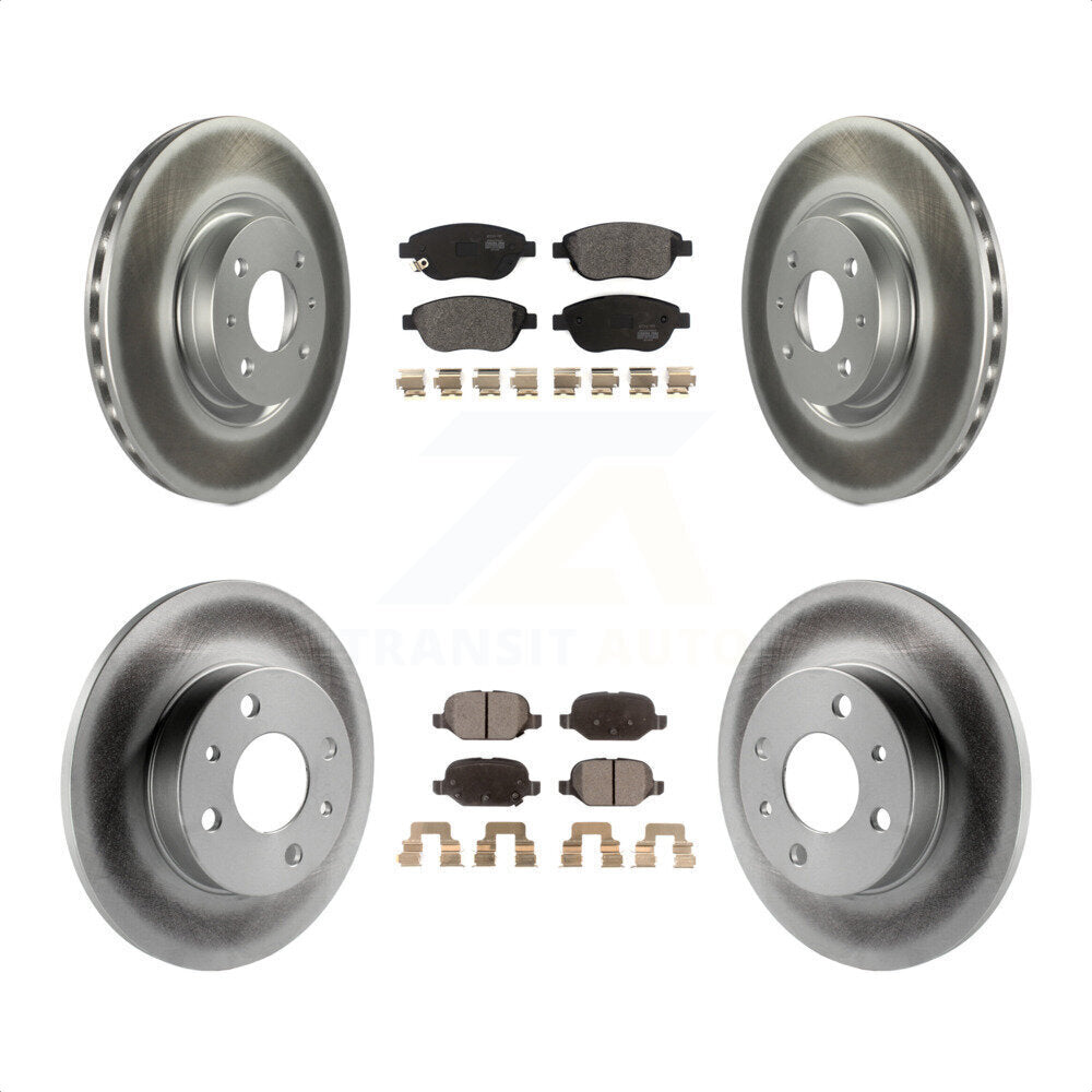 Front Rear Coated Disc Brake Rotors And Semi-Metallic Pads Kit For 2012-2013 Fiat 500 Turbocharged with GAS engine KGF-101999 by Transit Auto