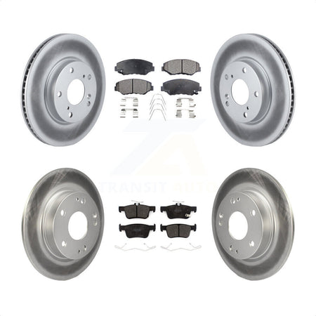 Front Rear Coated Disc Brake Rotors And Semi-Metallic Pads Kit For Honda Civic KGF-102015 by Transit Auto