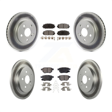 Front Rear Coated Disc Brake Rotors And Semi-Metallic Pads Kit For Toyota Corolla Prius Prime KGF-102018 by Transit Auto