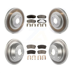 Front Rear Coated Disc Brake Rotors And Semi-Metallic Pads Kit For 2015-2019 Kia Sedona KGF-102019
