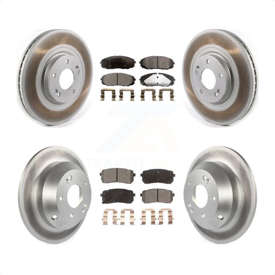 Front Rear Coated Disc Brake Rotors And Semi-Metallic Pads Kit For 2015-2019 Kia Sedona KGF-102019 by Transit Auto