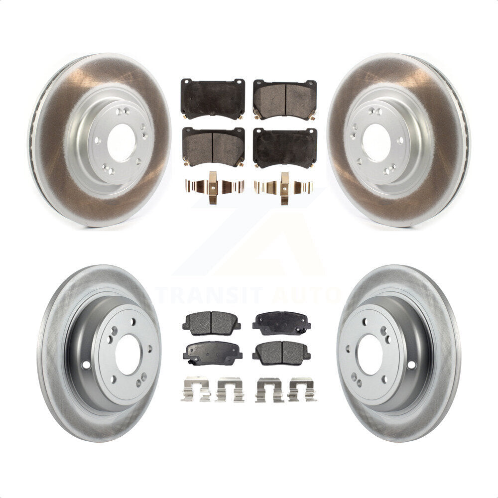 Front Rear Coated Disc Brake Rotors And Semi-Metallic Pads Kit For Hyundai Genesis 4.6L KGF-102106 by Transit Auto