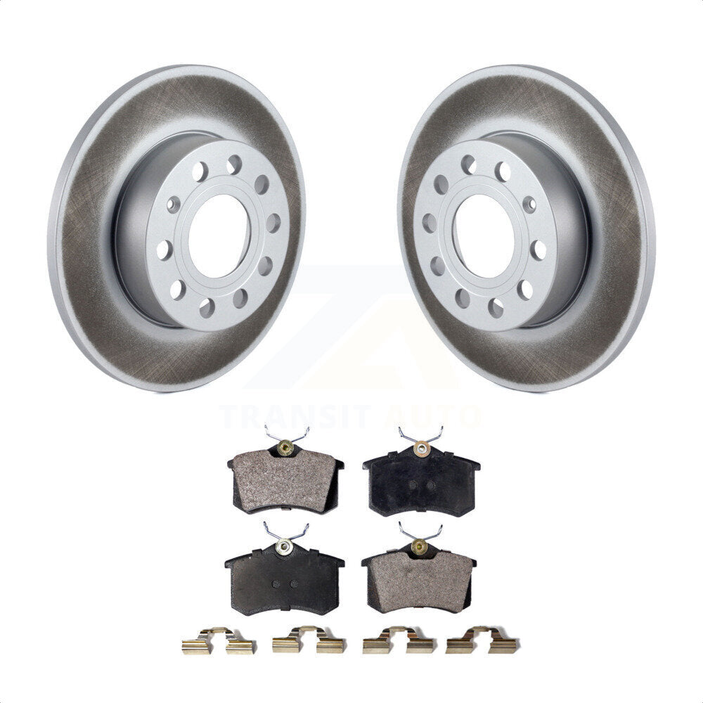 Rear Coated Disc Brake Rotors And Semi-Metallic Pads Kit For 2011 Volkswagen Golf With 256mm Diameter Rotor KGF-102115 by Transit Auto