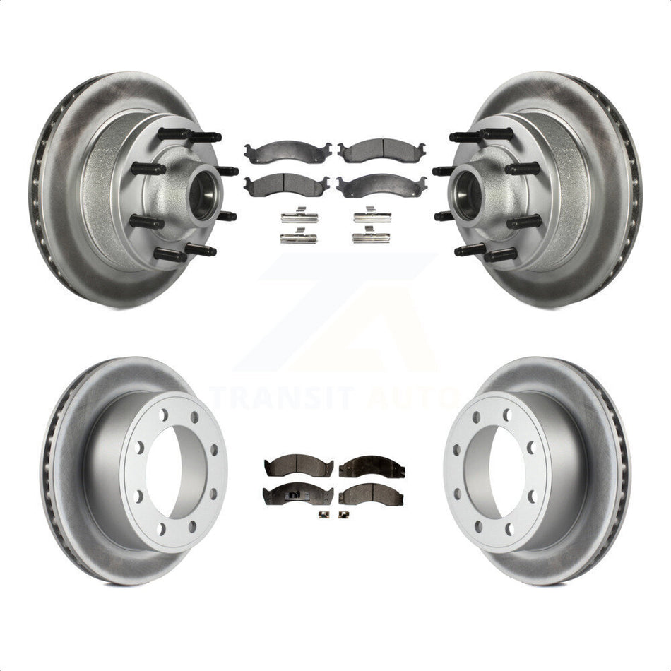 Front Rear Coated Disc Brake Rotors And Semi-Metallic Pads Kit For Ford Econoline Super Duty With Single Wheels KGF-102159 by Transit Auto