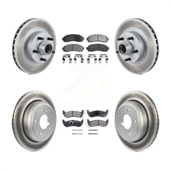 Front Rear Coated Disc Brake Rotors And Semi-Metallic Pads Kit For 2010 Mazda B2300 With 11-1 4" Diameter Rotor KGF-102162