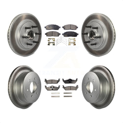 Front Rear Coated Disc Brake Rotors And Semi-Metallic Pads Kit For Ford F-150 Lincoln Mark LT RWD KGF-102166