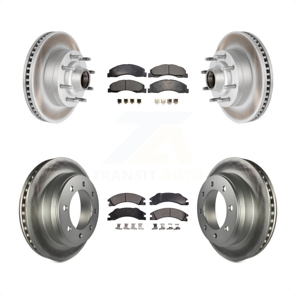 Front Rear Coated Disc Brake Rotors And Semi-Metallic Pads Kit For Ford E-350 Super Duty E-250 E-150 Econoline KGF-102169 by Transit Auto