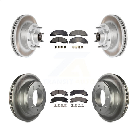 Front Rear Coated Disc Brake Rotors And Semi-Metallic Pads Kit For Ford E-350 Super Duty E-250 E-150 Econoline KGF-102169 by Transit Auto