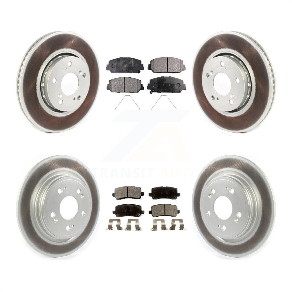 Front Rear Coated Disc Brake Rotors And Semi-Metallic Pads Kit For Acura RLX KGF-102188 by Transit Auto