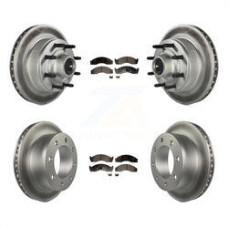Front Rear Coated Disc Brake Rotors And Semi-Metallic Pads Kit For 2000-2001 Ford E-450 Econoline Super Duty With Single Wheels Metric Bolt Circle KGF-102212
