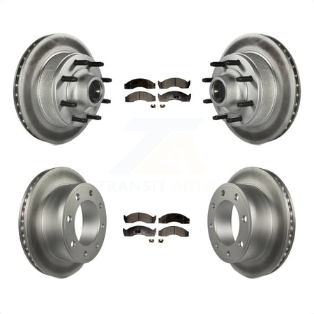 Front Rear Coated Disc Brake Rotors And Semi-Metallic Pads Kit For 2000-2001 Ford E-450 Econoline Super Duty With Single Wheels Metric Bolt Circle KGF-102212 by Transit Auto