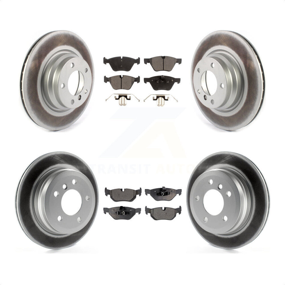 Front Rear Coated Disc Brake Rotors And Semi-Metallic Pads Kit For 2012 BMW X1 xDrive28i With 300mm Diameter Rotor KGF-102215 by Transit Auto