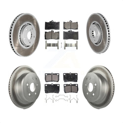 Front Rear Coated Disc Brake Rotors And Semi-Metallic Pads Kit (6Pc) For Lexus IS350 GS350 GS430 GS450h GS460 KGF-102217