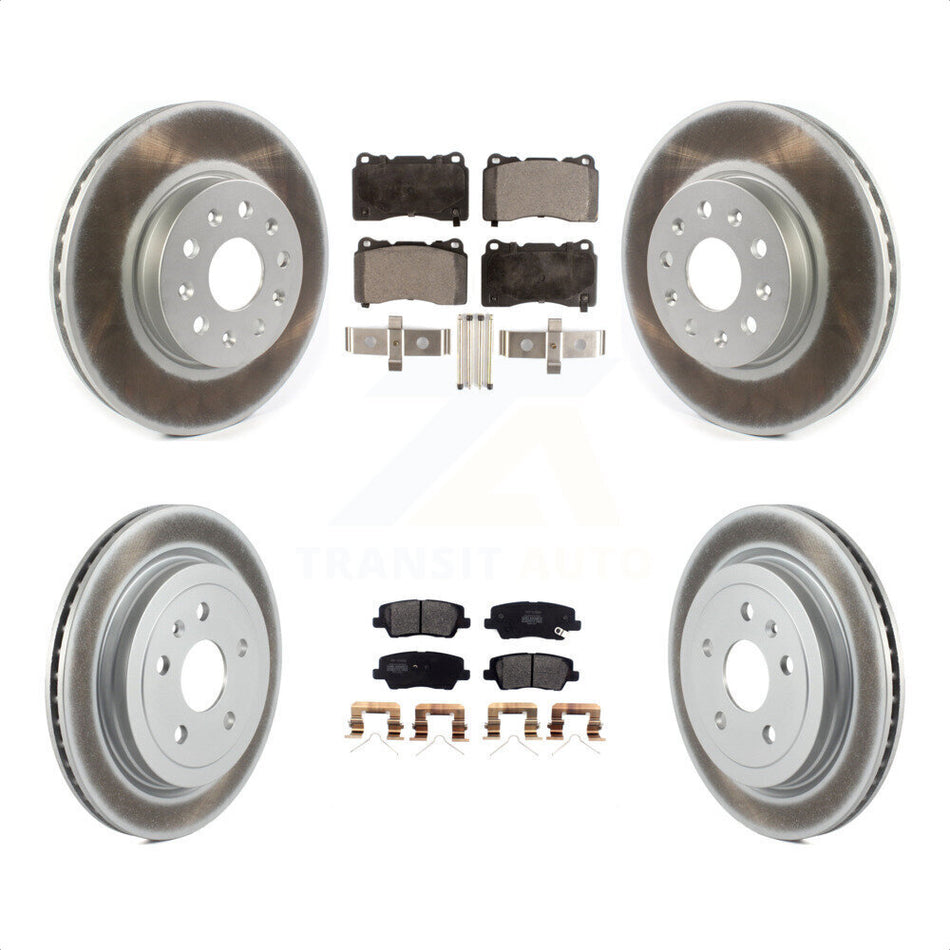 Front Rear Coated Disc Brake Rotors And Semi-Metallic Pads Kit For Cadillac CTS KGF-102233