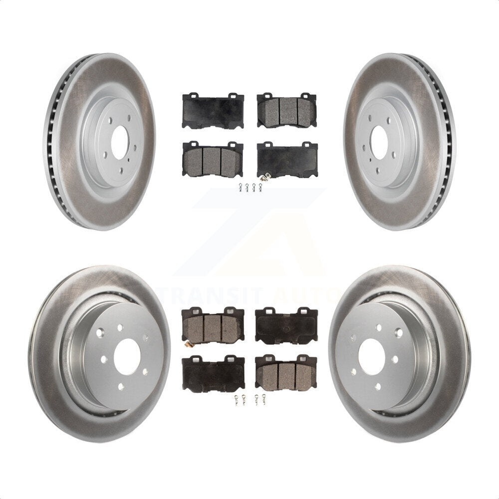 Front Rear Coated Disc Brake Rotors And Semi-Metallic Pads Kit For INFINITI Q50 M37 Q60 Q70 Q70L QX70 M56 FX50 KGF-102244 by Transit Auto