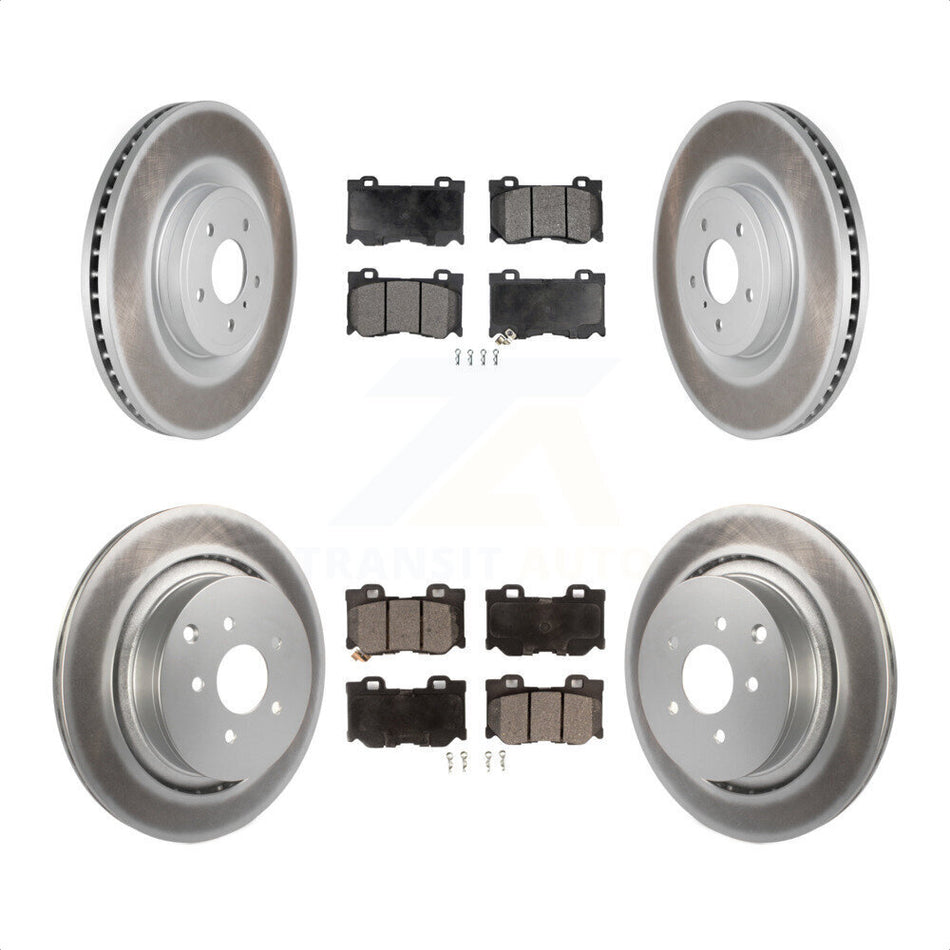 Front Rear Coated Disc Brake Rotors And Semi-Metallic Pads Kit For INFINITI Q50 M37 Q60 Q70 Q70L QX70 M56 FX50 KGF-102244 by Transit Auto