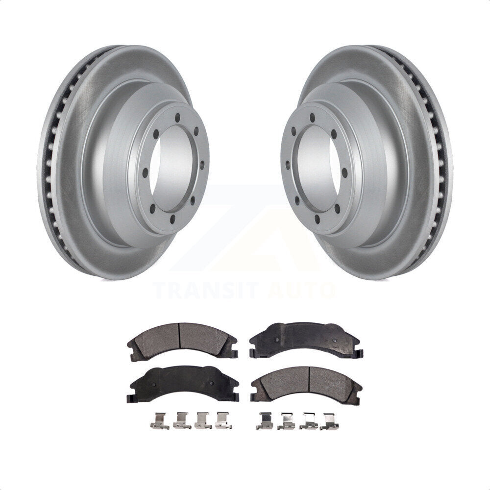 Rear Coated Disc Brake Rotors And Semi-Metallic Pads Kit For Ford E-350 Super Duty Econoline With Dual Wheels KGF-102337 by Transit Auto