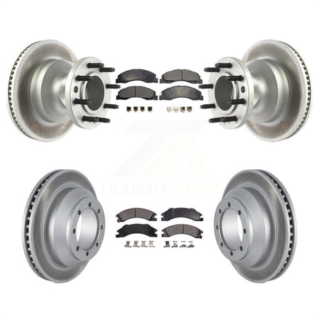 Front Rear Coated Disc Brake Rotors And Semi-Metallic Pads Kit For Ford E-350 Super Duty Econoline With Dual Wheels KGF-102342 by Transit Auto