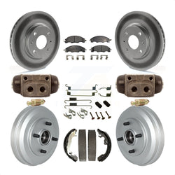 Front Rear Coated Disc Brake Rotors Semi-Metallic Pads And Drum Kit (9Pc) For Ford Focus KGF-102343