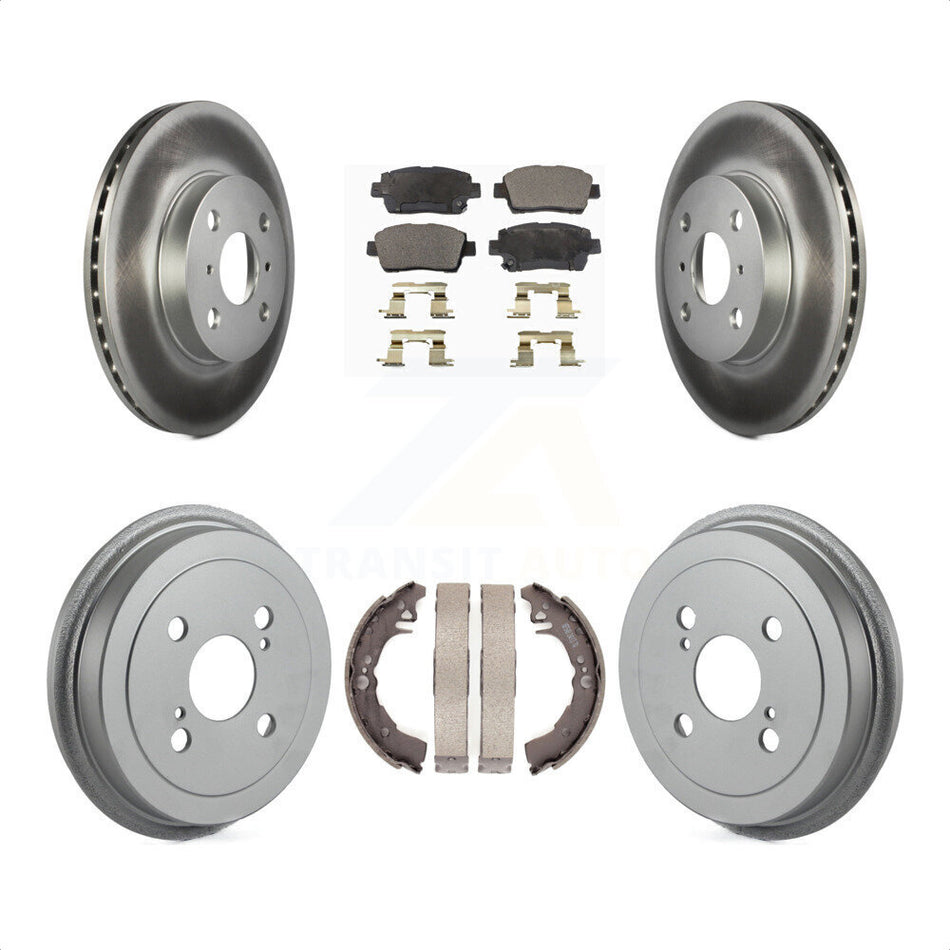 Front Rear Coated Disc Brake Rotors Semi-Metallic Pads And Drum Kit For 2001-2005 Toyota Echo KGF-102349 by Transit Auto