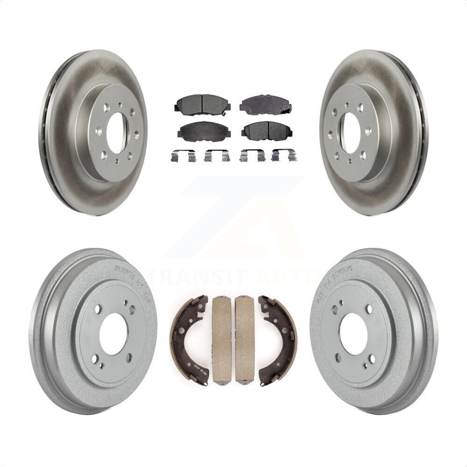 Front Rear Coated Disc Brake Rotors Semi-Metallic Pads And Drum Kit For Honda Civic KGF-102366 by Transit Auto