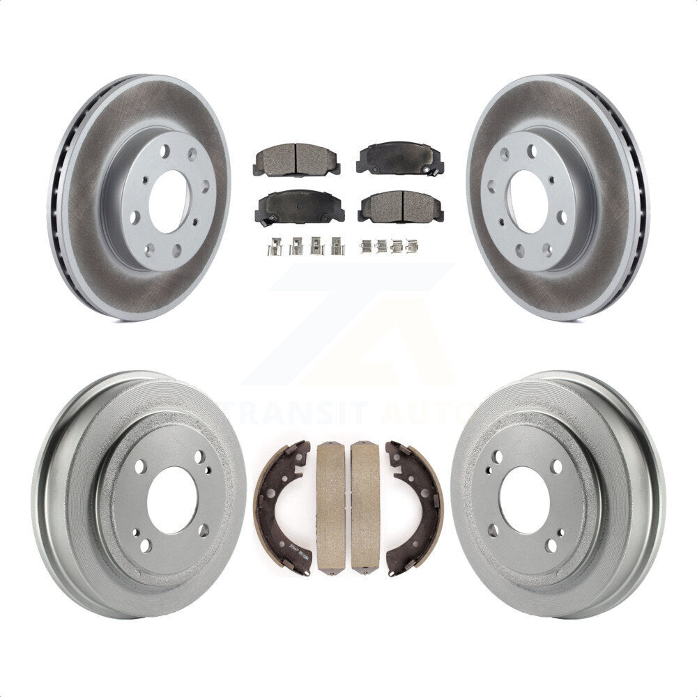 Front Rear Coated Disc Brake Rotors Semi-Metallic Pads And Drum Kit For Honda Civic KGF-102370 by Transit Auto