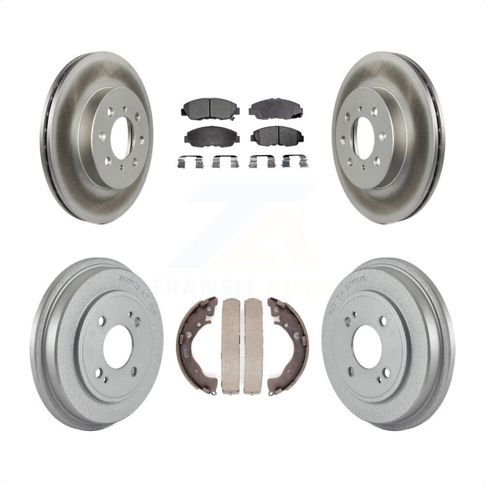 Front Rear Coated Disc Brake Rotors Semi-Metallic Pads And Drum Kit For Honda Insight KGF-102371 by Transit Auto