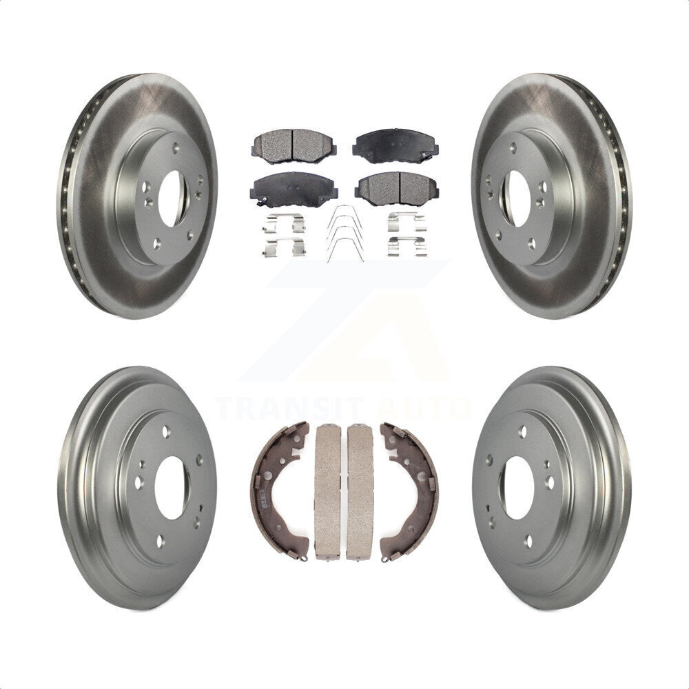 Front Rear Coated Disc Brake Rotors Semi-Metallic Pads And Drum Kit For Honda Civic KGF-102378 by Transit Auto