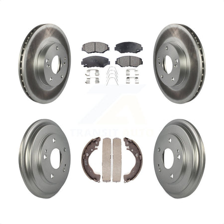 Front Rear Coated Disc Brake Rotors Semi-Metallic Pads And Drum Kit For Honda Civic KGF-102378 by Transit Auto