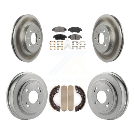 Front Rear Coated Disc Brake Rotors Semi-Metallic Pads And Drum Kit For 2007-2008 Honda Fit KGF-102398 by Transit Auto