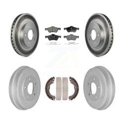 Front Rear Coated Disc Brake Rotors Semi-Metallic Pads And Drum Kit For Ford Escape Mercury Mariner Mazda Tribute KGF-102404