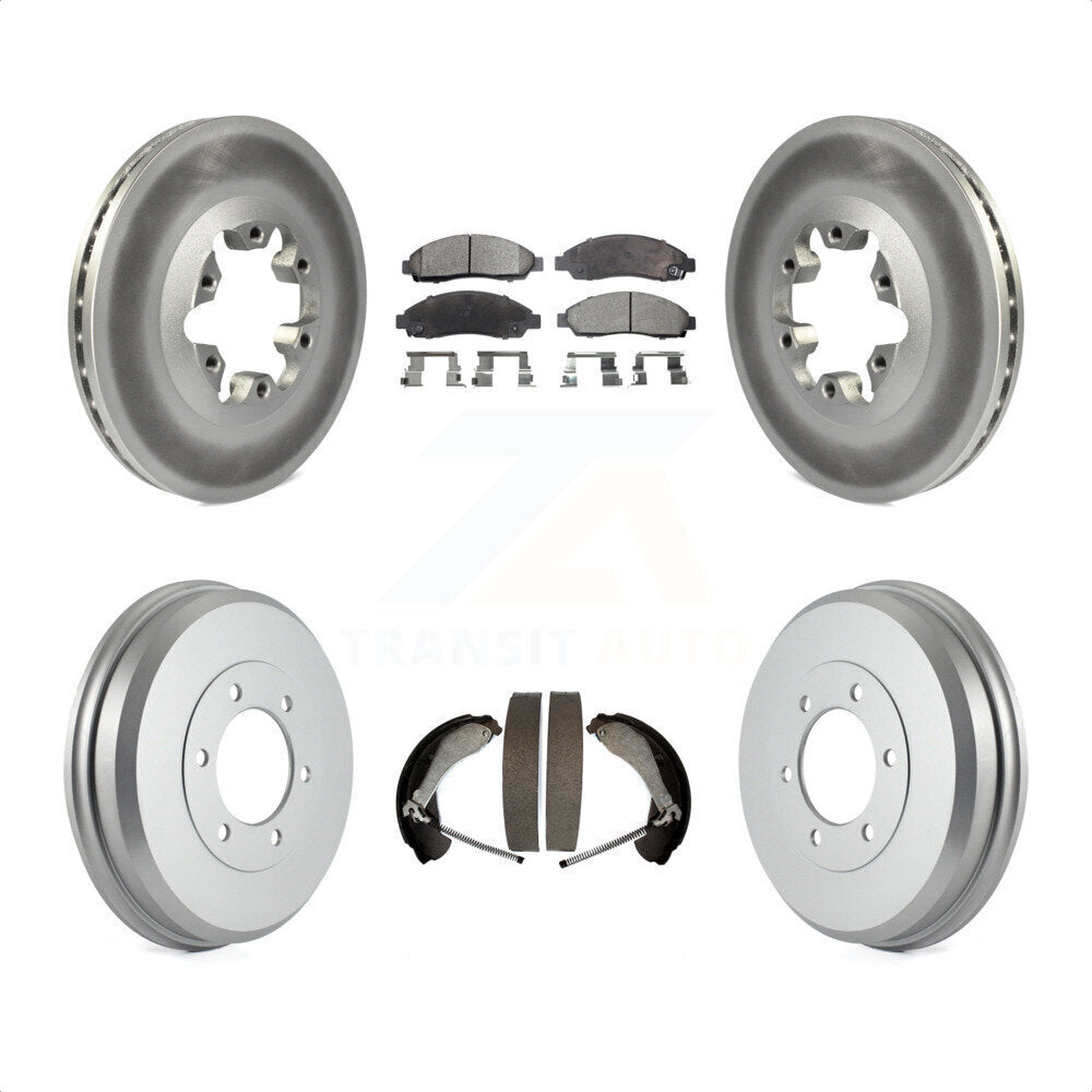 Front Rear Coated Disc Brake Rotors Semi-Metallic Pads And Drum Kit For Chevrolet Colorado GMC Canyon Isuzu i-290 i-280 i-370 i-350 KGF-102412 by Transit Auto