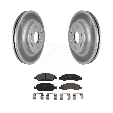 Front Coated Disc Brake Rotors And Semi-Metallic Pads Kit For 2019 Chevrolet Silverado 1500 LD With 4 Piston Caliper KGF-102460 by Transit Auto